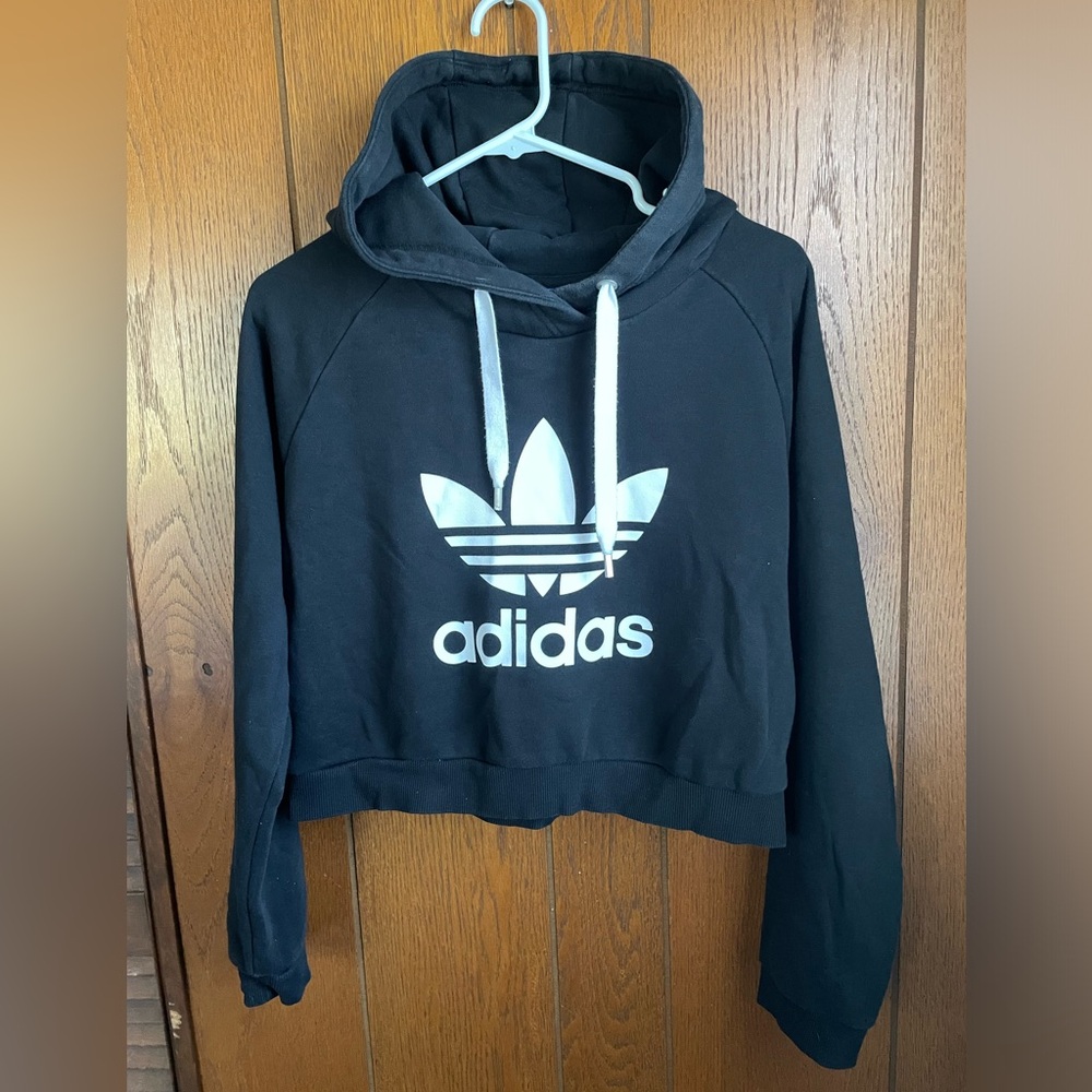 Adidas cropped black hoodie